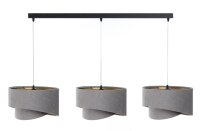 Pendelleuchte 3-flammig Schwarz Grau Gold E27 Velours Optik