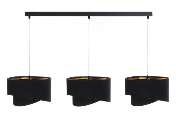 Pendelleuchte Stoff 3-flammig Stoff Schwarz Gold E27