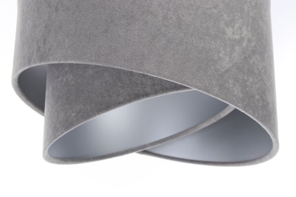 Suspension tissu 3 flammes E27 en blanc gris argenté