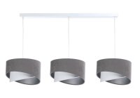 Suspension Blanc Gris Argent E27 Tissu 3-flamme...