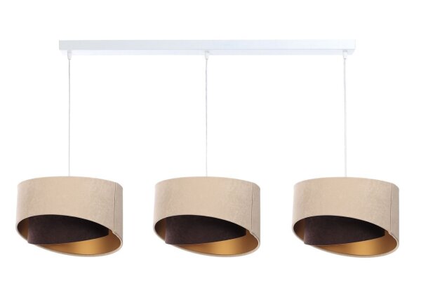 Pendelleuchte 3-flammig E27 in Weiß Beige Braun Gold