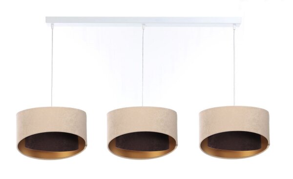 Pendelleuchte 3-flammig E27 in Weiß Beige Braun Gold