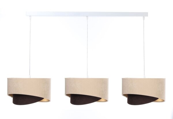 Pendelleuchte 3-flammig E27 in Weiß Beige Braun Gold