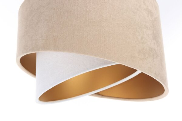 Lampe à suspendre 3 flammes en tissu blanc beige or E27