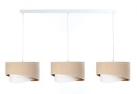Lampe à suspendre 3 flammes en tissu blanc beige...