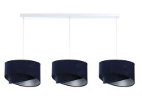 Suspension Tissu aspect velours 3x E27 Blanc Bleu Argent