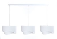 Suspension Blanc r&eacute;glable 3 flammes E27 Tissu...
