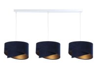 Suspension r&eacute;glable 3 flammes E27 Blanc Bleu Or E27