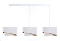 Suspension tissu 3 flammes blanc or E27 aspect velours
