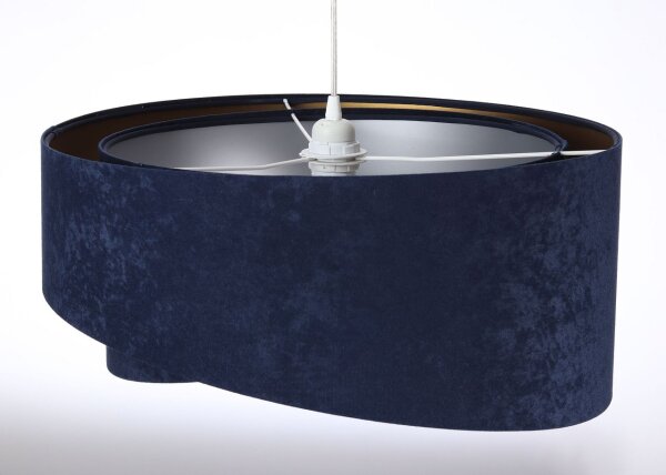 Lampe à suspendre Abat-jour en tissu rond D : 50 cm E27 Bleu Or Argent