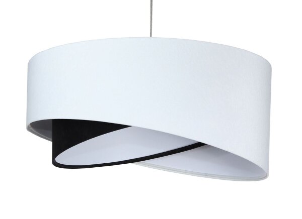 Lampe à suspendre Blanc Noir E27 rond Ø 50 cm Tissu aspect velours