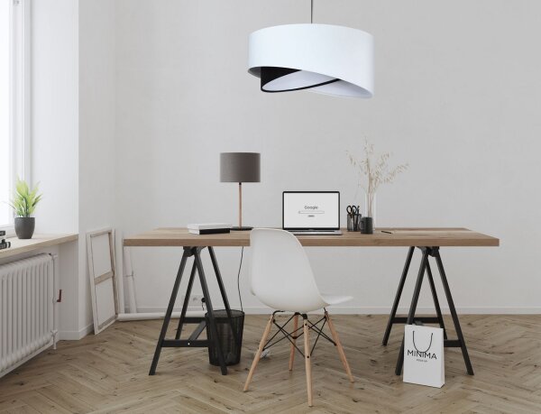 Lampe à suspendre Blanc Noir E27 rond Ø 50 cm Tissu aspect velours