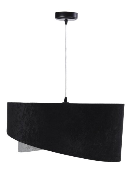 Lampe à suspendre Noir Gris E27 ronde Ø 50 cm Tissu aspect velours