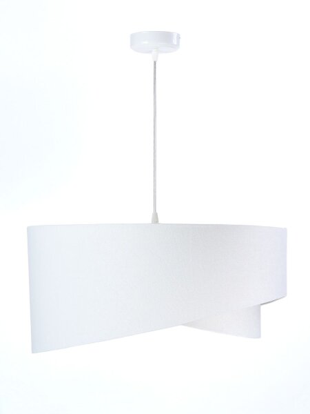 Hängelampe Weiß E27 rund D: 50 cm Stoff Velours Optik Modern