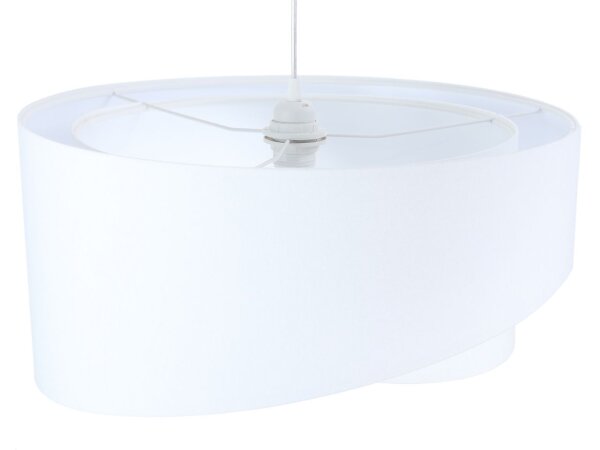 Hängelampe Weiß E27 rund D: 50 cm Stoff Velours Optik Modern