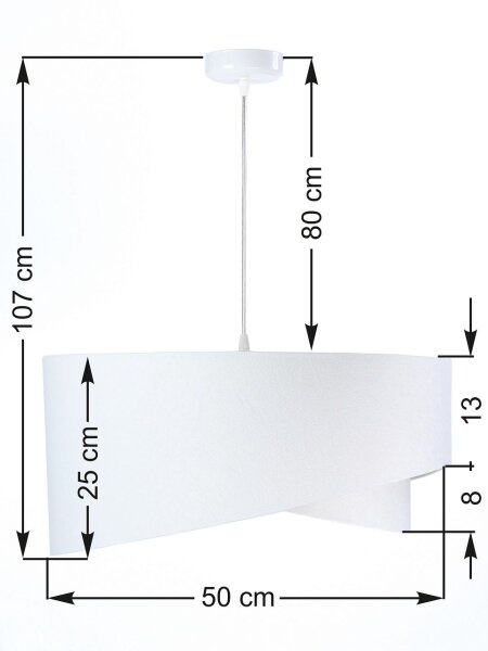 Hängelampe Weiß E27 rund D: 50 cm Stoff Velours Optik Modern