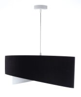 Suspension E27 ronde D : 50 cm Tissu Noir Argent Blanc