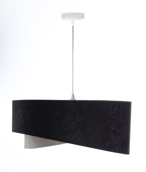 Suspension ronde Ø 50 cm E27 tissu noir or gris argent