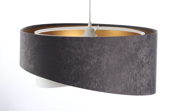 Pendelleuchte Stoff Dunkelgrau Gold E27 rund Ø 50 cm