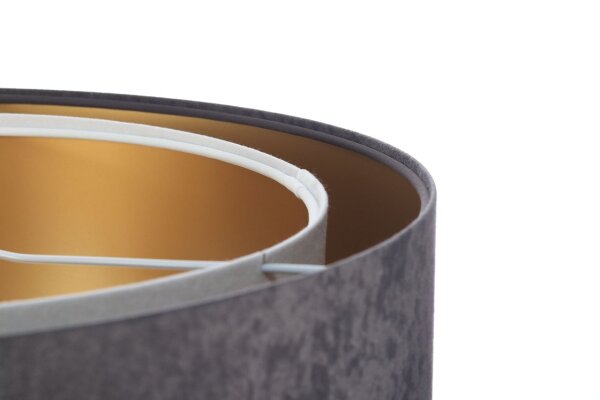 Pendelleuchte Stoff Dunkelgrau Gold E27 rund Ø 50 cm