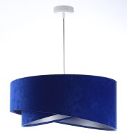 Lampe &agrave; suspendre tissu bleu cobalt argent E27...