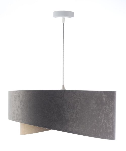 Suspension ronde Ø 50 cm Gris Argent Beige Or E27 Tissu