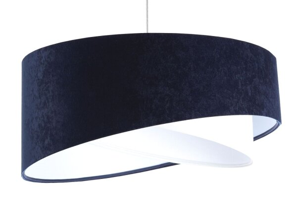 Hängelampe Weiß Blau E27 rund Ø 50 cm Stoff Velours Optik