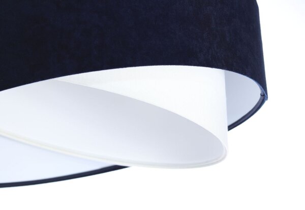 Hängelampe Weiß Blau E27 rund Ø 50 cm Stoff Velours Optik