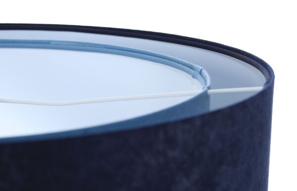 Hängeleuchte Blau E27 rund D: 50 cm Velours Optik Stoff