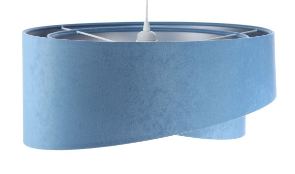Suspension Bleu Argent E27 ronde Ø 50 cm Aspect velours