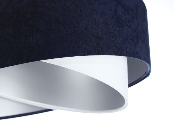 Lampe à suspendre tissu abat-jour Ø 50 cm E27 en bleu blanc argenté