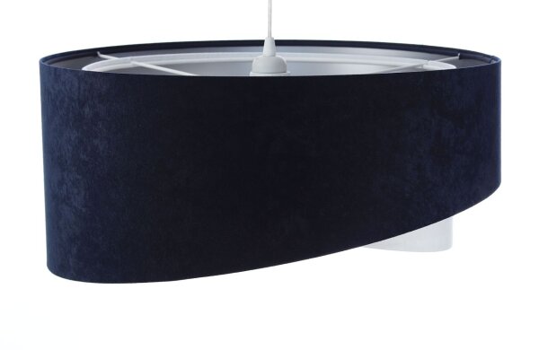 Lampe à suspendre tissu abat-jour Ø 50 cm E27 en bleu blanc argenté