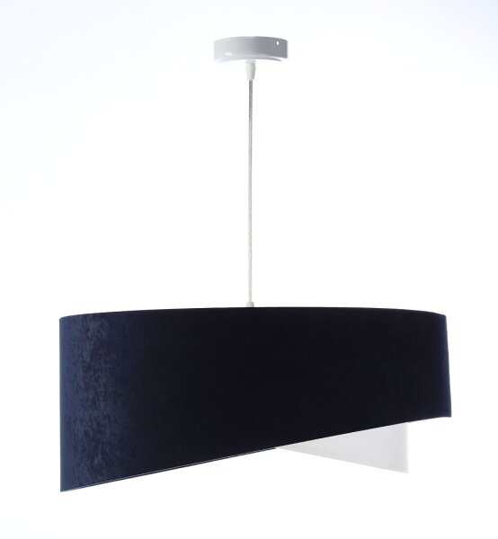 Pendelleuchte Stoff Blau Weiß Gold E27 rund D: 50 cm