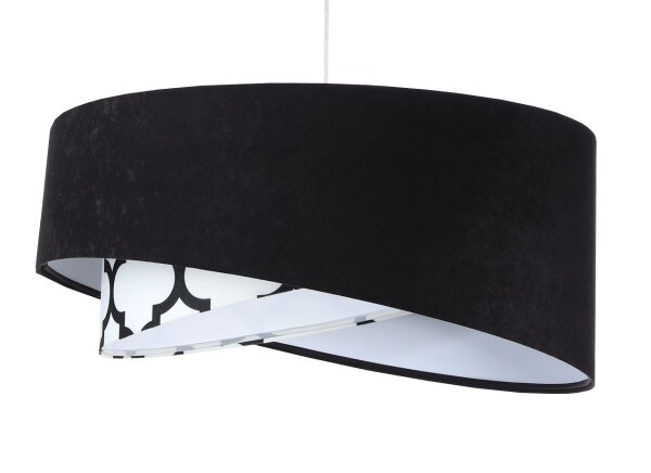 Suspension Noir Blanc Rond D : 50 cm E27 Motif Rétro
