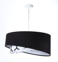 Suspension Noir Blanc Rond D : 50 cm E27 Motif R&eacute;tro