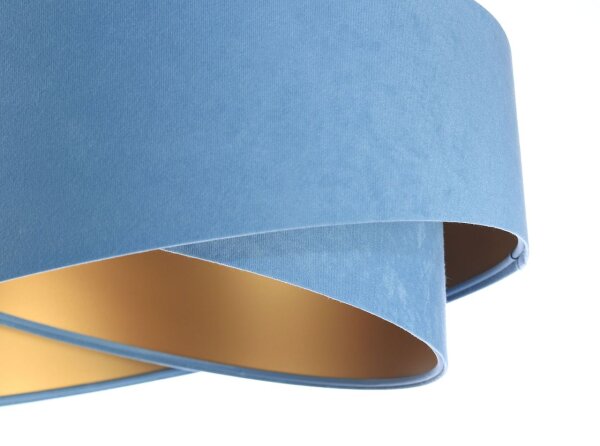 Hängeleuchte rund D: 50 cm E27 Blau Gold Stoff Velours Optik