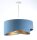 Hängeleuchte rund D: 50 cm E27 Blau Gold Stoff Velours Optik