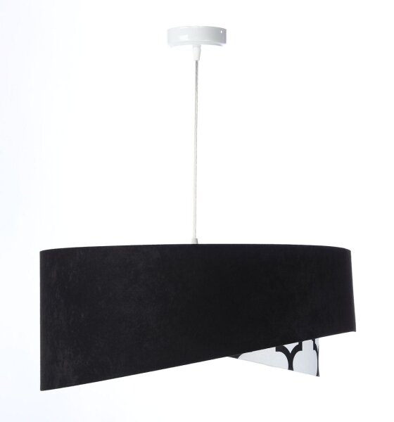Hängeleuchte rund D: 50 cm Stoff Velours Optik Schwarz Weiß