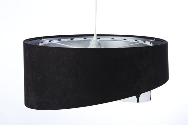 Hängeleuchte rund D: 50 cm Stoff Velours Optik Schwarz Weiß