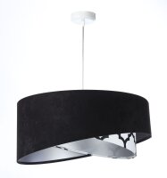 Suspension ronde D : 50 cm Tissu aspect velours noir blanc