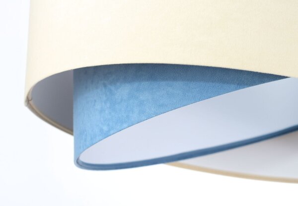 Hängeleuchte Stoff Velours Optik rund Ø 50 cm E27 Creme Blau