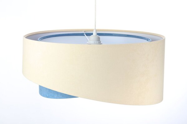 Hängeleuchte Stoff Velours Optik rund Ø 50 cm E27 Creme Blau