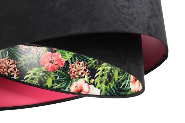 Suspension ronde Ø 50 cm Tissu aspect velours Tropical E27