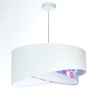Suspension Blanc Violet Fleurs Print E27 rond &Oslash; 50...