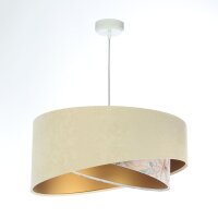 Suspension ronde D : 50 cm E27 Tissu en beige...