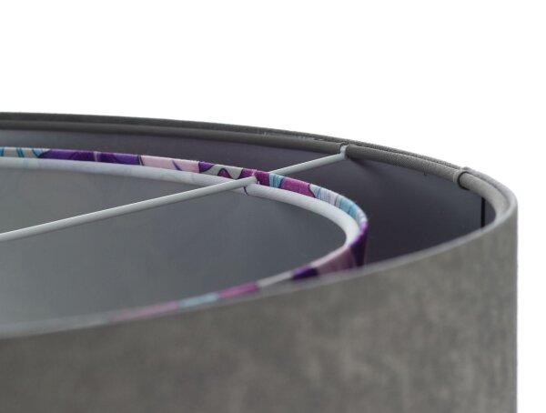 Hängeleuchte Grau Lila Silber Ø 50 cm Velours Optik Stoff