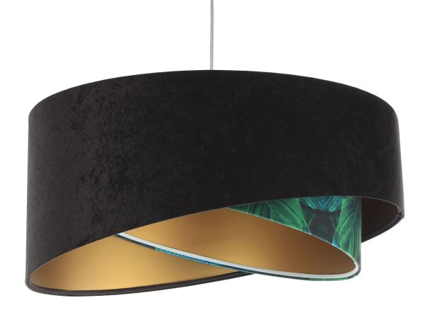 Pendelleuchte E27 rund D: 50 cm Stoff Velours Optik Tropical
