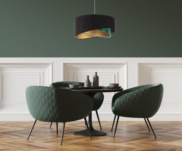 Pendelleuchte E27 rund D: 50 cm Stoff Velours Optik Tropical