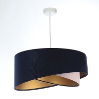 Lampe &agrave; suspendre Abat-jour en tissu bleu rose or...