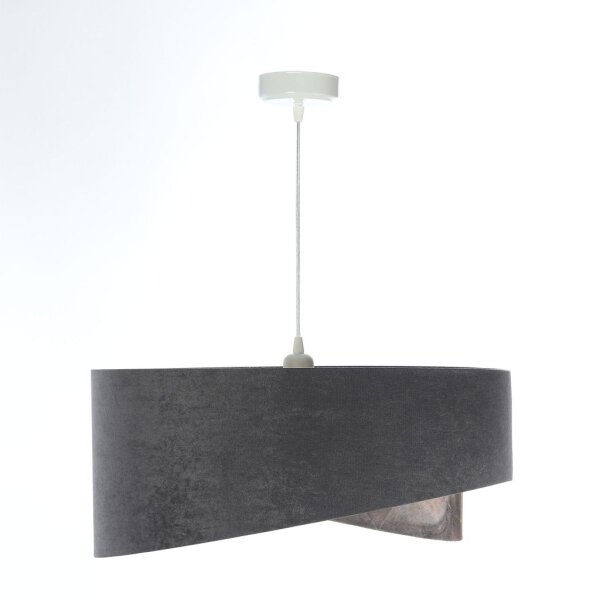 Hängelampe Grau Gold E27 Stoffschirm Ø 50 cm Modern KARIM